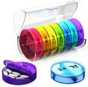 Organizador de comprimidos por semana 2 vezes por dia - grande capacidade – caixa de pílulas de viagem 7 dias com trava hermética – caixa de pílulas portátil para bolsa – Ideal para vitaminas, suplementos e pílulas de óleo de peixe (Rainbow)