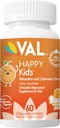 VEL Kids Magnésio + Calm + Focus Formula 100mg Mg (Glycinate, Citrato, Taurate) + B6, D3, C, sem açúcar, Não-GMO, Tablets mastigáveis divertidos
