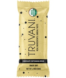 Truvani planta baseado snack Bares de chocolate Chip Banana Pão 1 Pacote , 5g proteína , USDA orgânico e Vegan , , O único bar , leite, soja, e glúten grátis , Individualmente embrulhado