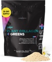 Livingood Colágeno de planta diária + Verdes em pó, Vanilla Flavor, 5-em-1 Suporte de colágeno com proteína de ervilha, Aminoácidos, espirulina, chlorela e vitamina C, Nails de cabelo Suporte, Vegan, 30 Servings