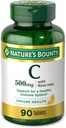 Vitamina C da recompensa da natureza, suporte para um sistema imunológico saudável, 500 mg de vitamina C com Rosehips, 90 comprimidos mastigáveis