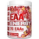 Evluition Nutrition EAA Energia - Pré & Pós Treino Pó - Muscle Building & Recovery Suplemento - 7g Aminoácidos Essenciais + 5g BCAAs - Energia Limpa - com Cafeína - 30 Servings - Fruit Punch
