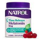 Natrol Time Release Gummies de melatonina, suporte ao sono para adultos, 3 mg de suplementos de melatonina para suporte ao sono, 65 gomas de morango, até 65 dias de fornecimento