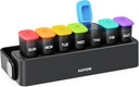 AUVON Moisture-Proof Organizador de pílulas semanais com Locking Design, caixa de pílulas elegante 7 dias fácil de usar, caso de pílula preta para proteção de privacidade, Titular de pílulas para medicamentos, vitaminas, óleo de peixe, suplementos