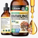 BIO KRAUTER Imune Suporte Suplemento de cogumelos - Leões Mane, Shiitake, Turquia Tail, Reishi, Chaga & Maitake Extrato Líquido - Cogumelo Complexo Tintura - Vegan Drops 4 Fl.Oz.