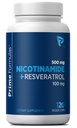 Nicotinamida 500 mg com Resveratrol 100 mg 120 Cápsulas Veggie - Não-GMO Vitamina B3, Suporta Saúde Metabólica, NAD+, Célula da Pele e Produção de Energia Mitocondrial. Feito nos EUA para homens e mulheres