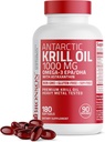 Bronson Antártico Krill Oil 1000 mg com Omega-3s EPA, DHA, Astaxantina e Phospholipids 180 Softgels