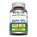 Fórmulas surpreendentes Suplemento Alpha GPC      , 600 Mg por serviço , 60 Cápsulas , Não-GMO , Gluten Free , Made in USA