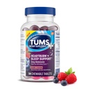 TUMS Azia Plus suporte ao sono mastigado suplementos dietéticos comprimidos para alívio ocasional da azia mais apoio ao sono, Berry Fusion - 54 Conde