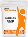 BulkSuplementos.com Magnésio Malato Pó - Suplementos de magnésio, alta biodisponibilidade - sem sabor e sem glúten, 2,5g por serviço, 500g (1,1 lbs) (Pacote de 1)