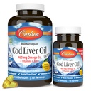 Carlson - Bacalhau Gems óleo de fígado, 460 mg Omega-3s, Plus Vitaminas A e D3, Wild Caught Norueguês Bacalhau Árctico, Sustainablely Sourced Nordic Fish Oil Cápsulas, Limão, 150 + 30 Softgels