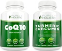 CoQ10 100mg + Curcumina Turmérica Orgânica 700mg com Bioperine Black Pepper - 120 Softgels & 120 Cápsulas - 95% Curcuminóides - Made in USA