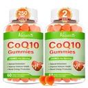 2 Pacote CoQ10 Gummies 250 mg, Plus Omega-3, Magnésio, Vitamina B12 para Energia Celular, Cérebro e Antioxidante, 5X melhor absorção Coenzima Q10 Suplemento - 120 Cts