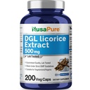 NusaPure DGL Licorice Extract 500 mg 200 Cápsulas Veggie (Vegan,Non-GMO)
