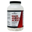Beverly International Mass Amino Acids, 500 Tabs. Use o treino pré-pós-pós, com refeições, essencial para recuperação muscular e reparação. Perfil completo de aminoácidos