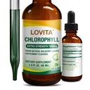 Lovita Chlorophyll Liquid Drops, alta potência 120 mg/mL, 7,200 mg por garrafa, Natural Energy Booster & Imune Support, Desodorante interno, Saúde da pele, Vegan & Non-GMO, Sabor de hortelã, 60 Servings 2 Oz