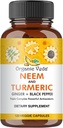 Cápsulas orgânicas Veda Neem & Turmeric com gengibre & pimenta preta - Folha Neem, Açafrão, Ginger, Suplemento de cápsula de pimenta preta - Vegan, Não-GMO - 120 Contagem