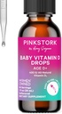Cegonha rosa bebê líquido vitamina D gotas para lactentes, 400 UI vitamina D3 para recém-nascidos e crianças para ajudar a apoiar o desenvolvimento ósseo e saudável Imune Função - 1 fl oz, 2 Mês de fornecimento