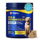 Probióticos para cães - Dog Probióticos para a Saúde Digestiva, Levedura, Pele Comichão, Gut Saúde, Imune & Pele - 6 bilhões UFCs, 180 mastigação macia, Pato & Pear Flavor - com Prebióticos & Enzimas Digestivas