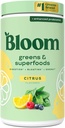 Bloom Nutrition Superfood Greens Powder, Enzimas Digestivas com Probióticos e Prebióticos, Gut Health, Bloating Alief for Women, Chlorela, Green Juice Mix with Beet Root Powder, 60 SVG, Citrus