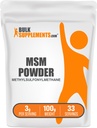 BulkSuplementos.com MSM Powder - Metilsulfonilmetano, Suplemento HSH, Suplemento Nutricional - Gluten Free, 3g por serviço, 100g (3,5 oz) (Pack of 1)
