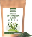 Espirulina orgânica em pó, não-GMO, USDA Certificado, Green Superfood Boosts Energia, Alta em Proteínas, Minerais, Antioxidantes e Vitaminas, 1 lb