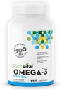 Cápsulas de óleo de peixe Ômega 3 Plantvital - Puro norueguês Ômega 3 Suplemento - Força Tripla - Sem sabor de peixe - Molecularmente Destilado - Suporta Cognitivo, Conjunto, Olho, Cabelo e Saúde do Coração - 120 Contagem