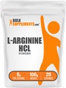 BulkSupplements.com L-Arginina HCl Pó - Suplemento de óxido nítrico, pó de arginina - sem sabor e sem glúten, 5g por serviço, 100g (3,5 oz) (Pacote de 1)