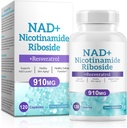 Suplemento NAD para homens e mulheres - Nicotinamida lipossómica Riboside, Quercetina, NAD+ Suplemento com Resveratrol 910mg - Suporta Músculo, Cérebro, Energia, 120 cápsulas