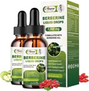 2 Pacote Berberine Supplement Liquid Drops para sistema imunológico e suportes de sistema digestivo -Premium Berberine HCL 1500mg com Canela de Ceilão Pura -4 Fl Oz