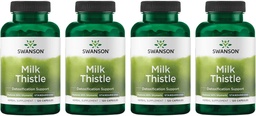 Swanson Milk Thistle (Standardized) - Suplemento de suporte ao fígado de ervas w / 80% Silymarin - Fórmula natural que ajuda a manter a saúde geral e bem-estar - (120 cápsulas) (4 embalagem)