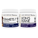 Host Defense Bundle com Stamets 7 Mushroom Powder, 3,5 oz & Lion's Mane Powder, 3,5 oz - Suporte Saúde Imune com 7 Espécies Mistura - Apoio Saúde do Cérebro, Memória e Foco*