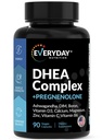 DHEA Micronized 200mg Complexo com Pregnenolona 100mg Suplemento para Homens e Mulheres com Ashwagandha, DIM, Magnésio, Boron, Cálcio, Zinco, Vitamina D3, C e B6 Hormônio Suporte - Made in USA 90 Cápsulas