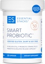 Essential Stacks Smart Probiótico - 50 bilhões de UFCs, 11 probióticos Strains, 2 prebióticos, cápsulas de liberação tardia - um probiótico diário Prebiótico para mulheres e homens (30 cápsulas)