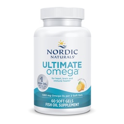 Nórdico Naturals Ultimate Omega, limão sabor - 60 Gels macios - 1280 mg Omega-3 - Suplemento de óleo de peixe de alta potência com EPA & DHA - Promove a saúde do cérebro e coração - Não-GMO - 30 Servings