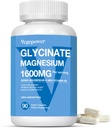 Glicinato de magnésio 1600mg Suplementos - com vitamina B6 & Zinco, Vitamina D3, Magnésio Quelado para Sono, Músculo, Saúde Óssea e Imune, Magnésio de alta absorção, Não-GMO, Vegan 90 Cápsulas