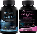 Óleo de Krill Antártico 1600mg com Astaxantina 2mg e Musgos do Mar Irlandês 3000mg com Óleo de Sementes Negras e Ashwagandha 2000mg