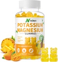 Pastilhas de magnésio de potássio, Novas pastilhas de glicinato de magnésio de fórmula calma, Suplementos de goma mastigável para Cãimbras e músculos da perna, Contagem de sabor de abacaxi 90