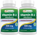 Melhores Natural Vitamina B2 (Riboflavina) 400mg - Alívio de Enxaqueca - Cápsulas Veggie - Precursor de Conezyme - 120 contagem (120 contagem de 2)