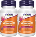 Now Supplements, Vitamina D-3 1.000 UI, Sabor Natural Fruit, Suporte Estrutural*, 180 Chewables (Pack of 2)