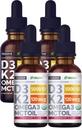 (4 Pack) Vitamina D3 K2 gotas sem sabor e morango flavor Bundle - vitamina D líquido de força máxima 5000 UI com MCT Oil Omega 3 - sem enchimentos, não-GMO líquido D3 para apoio imunológico, 2 Fl Oz cada