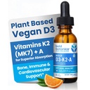 Botânica Bold D3-K2-A, Complexo Vitamina Líquida, Vegan D3 de algas orgânicas com vitamina K2 (MK7) e A para apoio imunológico, sabor laranja natural, sabor delicioso, 1 FL OZ. (30mL)