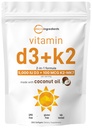 Micro Ingredientes Vitamina D3 5.000 UI + K2 MK-7 100 mcg, 300 Softgels ; Óleo de coco virgem ; 2-em-1 Osso, Imune e Suporte de Coração ; Fácil de engolir, Não-GMO