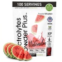 PóVitamina Eletrólitos Pó Plus (100 Servões) Melancia Eletrólito Pó, Caloria Zero, Keto, 0 Açúcar, Sem Maltodextrina,1000mg Potássio,120mg Cálcio,120mg Magnésio, Energia Hydration Powde