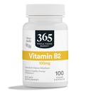365 Por mercado inteiro de alimentos, Vitamina B2, 100Mg, 100 Cápsulas Vegetais
