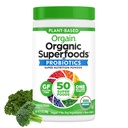 Orgain Organic Greens Powder + 50 Superfoods, Original - 1 bilhão de probióticos para a saúde digestiva, Antioxidantes, Vegan, Baseada em plantas, Sem glúten, Não-GMO, Suco Verde & Smoothie Drink Mix - 0,62lb