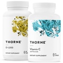 THORNE - Combo de suporte imunológico - Mistura de vitamina D3 e vitamina C para função imune saudável - 30 a 90 Servos