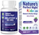 O pacote perfeito da noite da natureza, Melatonina 20mg , Crianças Melatonina 1mg , 180 Contagem , 100 Contagem , livre de açúcar , sem glúten
