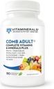 Vitaminerals CombAdult Comprehensive Vitamin & Mineral Formula □ Não-OGM □ Capssules vegetarianos (180)