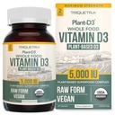 Vitamina D3 5,000 UI Orgânica - 100% Alimentos inteiros e planta-baseado Cholecalciferol Forma, 100% Vegan Vitamina D - Melhorado com Prebiótico & Complexo Superalimentar – Orgânico, Vegan, OGM & Gluten Free (60 Cápsulas)